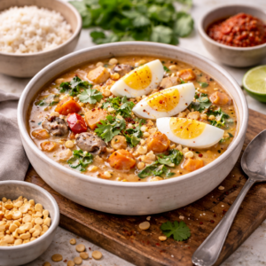 Lees meer over het artikel Pindasoep met ei en groente