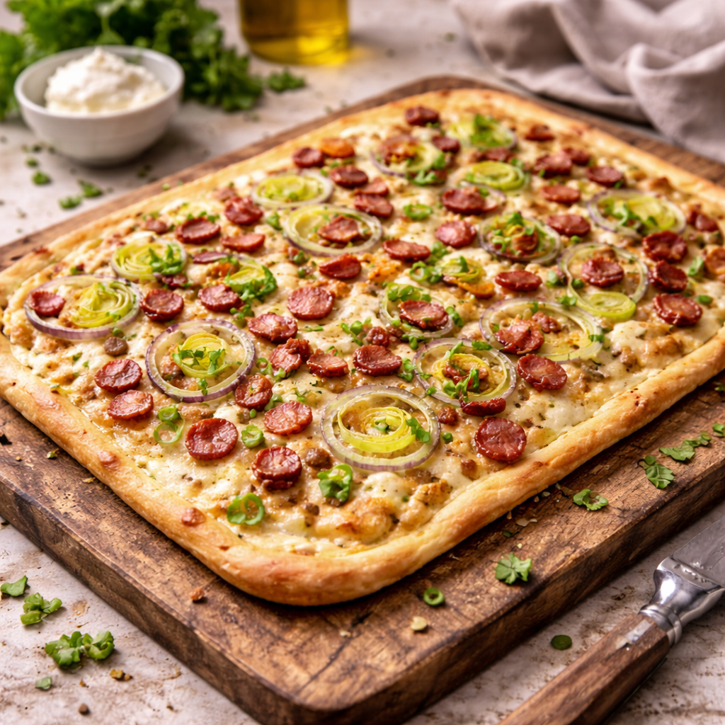 Lees meer over het artikel Flammkuchen met prei en spekjes